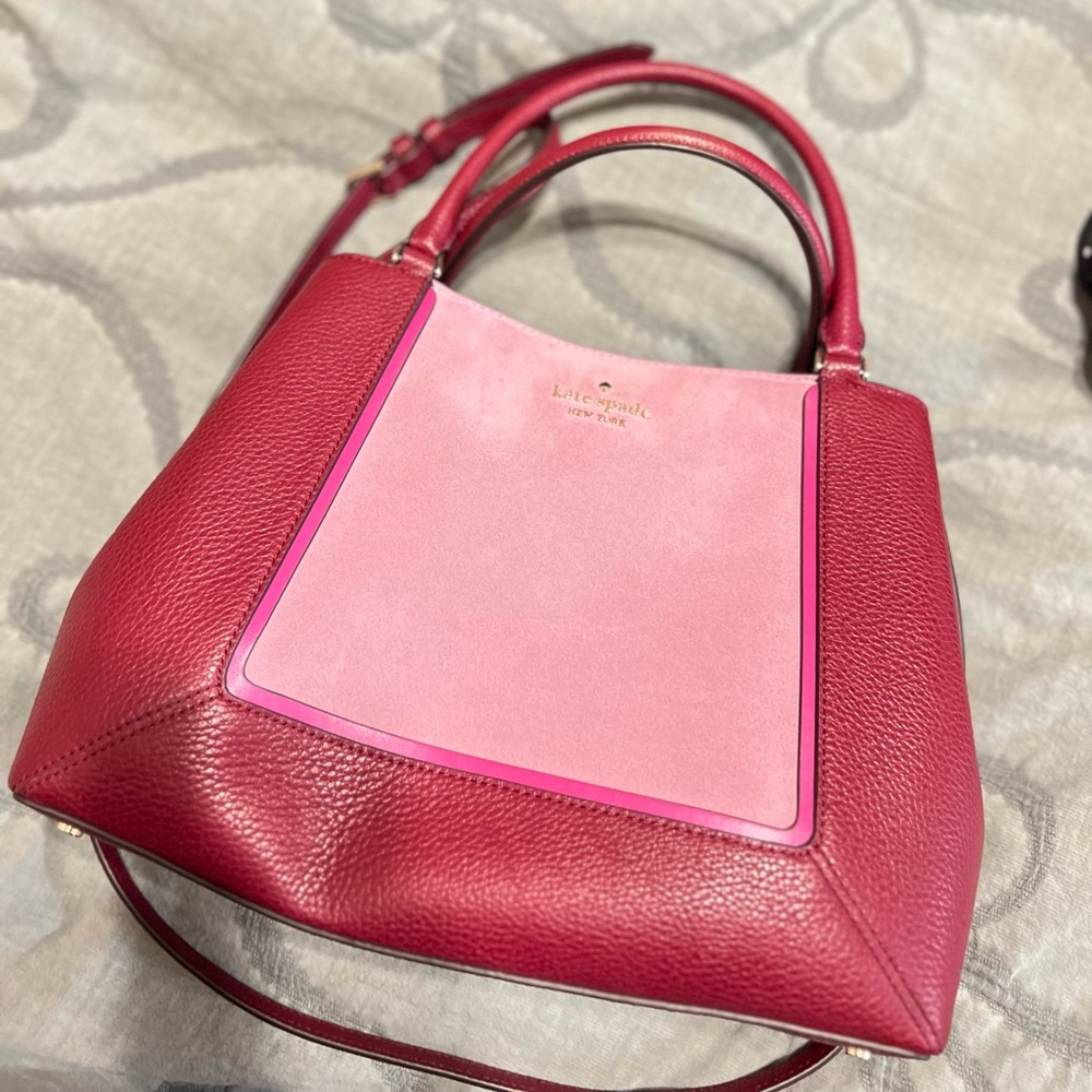 KATE SPADE LENA SUEDE COLORBLOCK MEDIUM SATCHEL